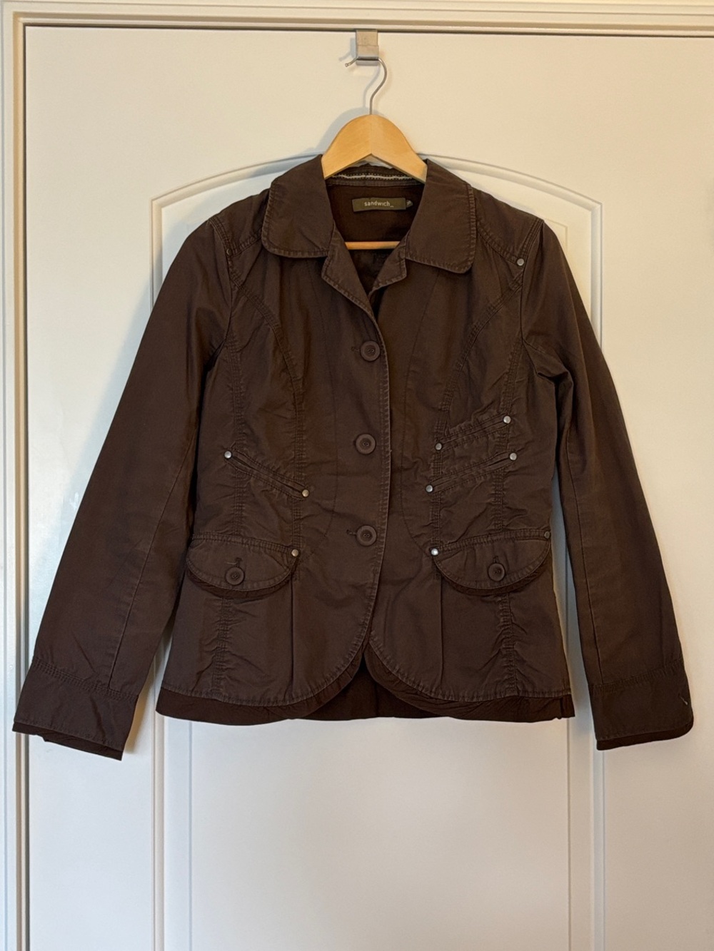 Sandwich Brown Tailored 100% Cotton Button-Front Blazer Women’s EU 38 EUC